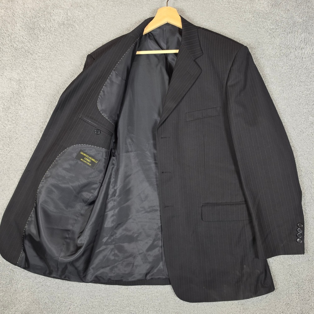Giorgio Fiorelli Blazer Mens 44 Black Business Pinstripe Super 120s 3-Button
